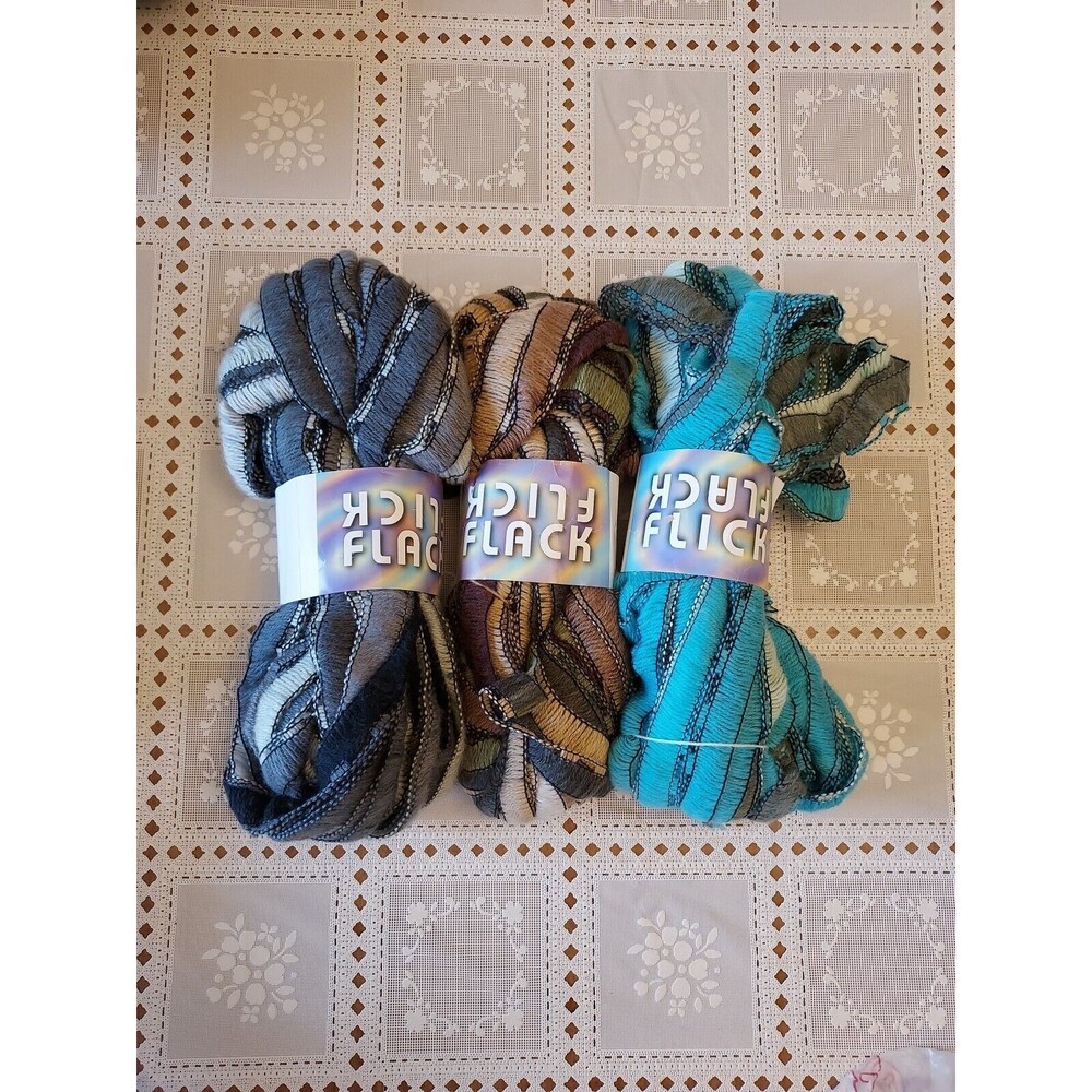 Flick Flack Super Bulky Chunky Yarn Lot Of 3 Acrylic Wool Polyester Blend